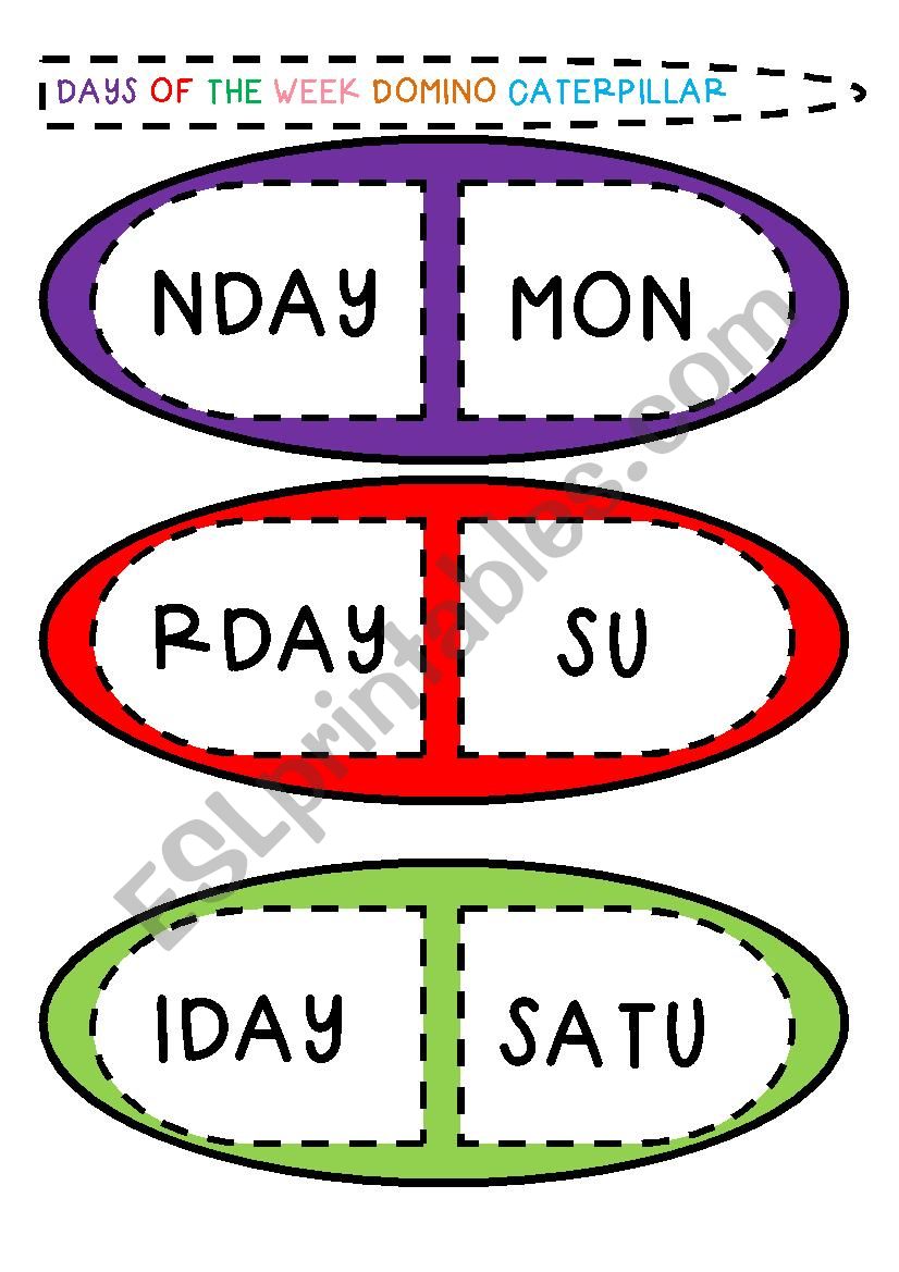 days domino caterpillar worksheet