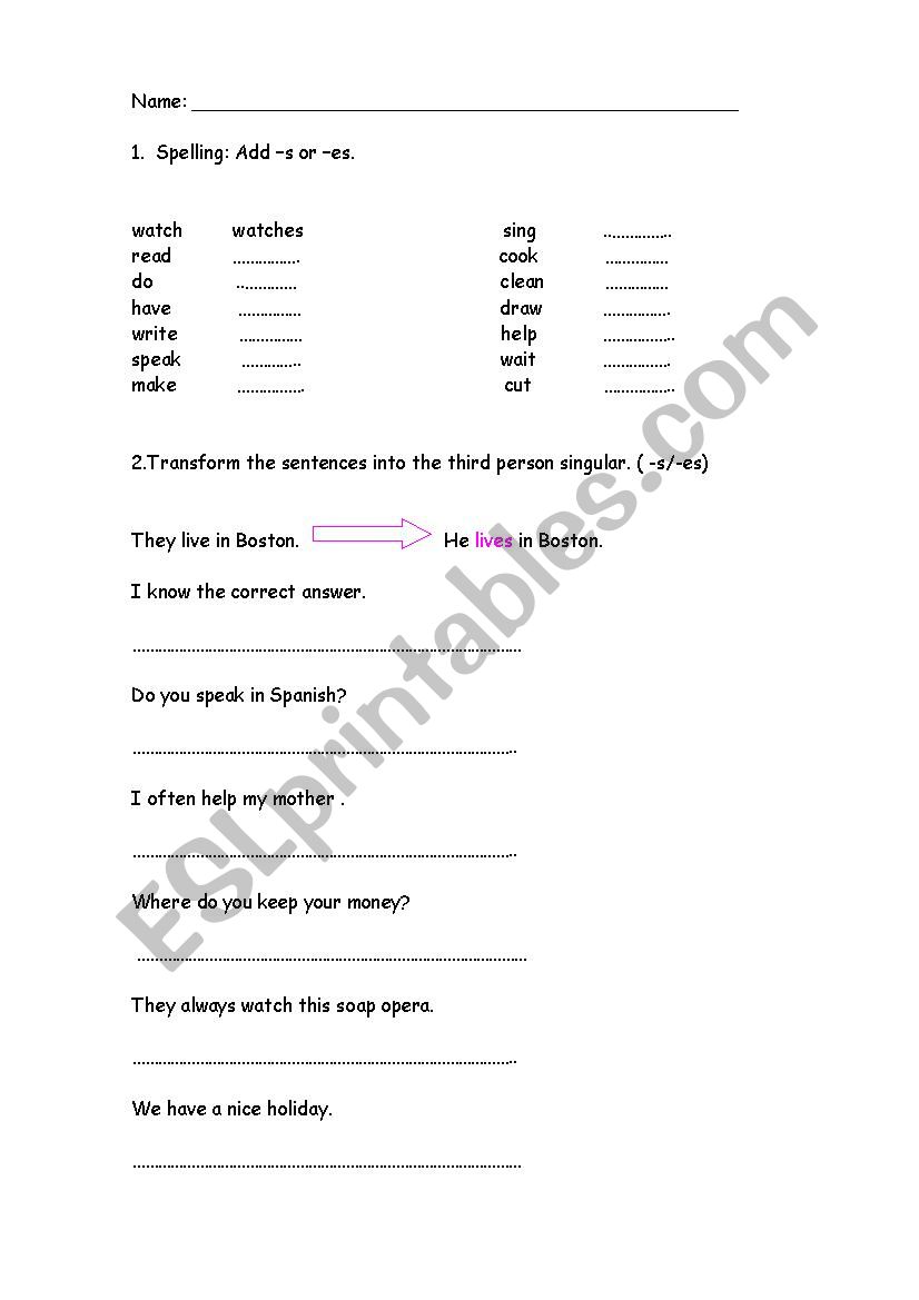 present simple worksheet