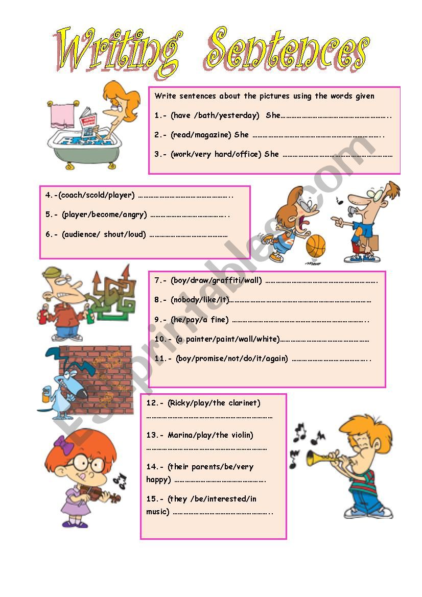 WRITING SENTENCES worksheet