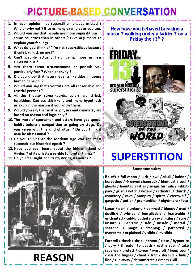 Picture-based conversation : topic 15 - superstition vs reason