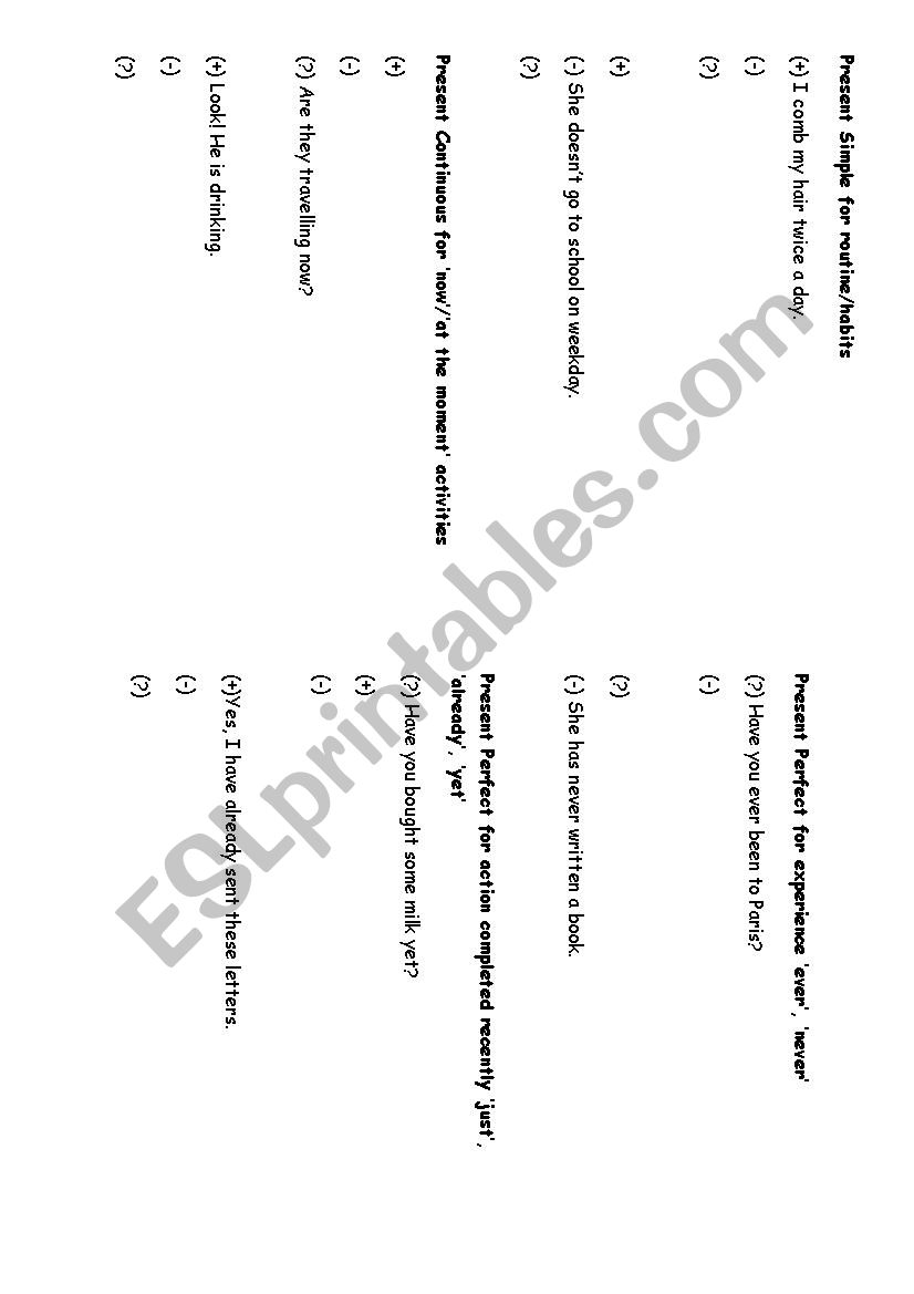 tenses form practice for elementary students