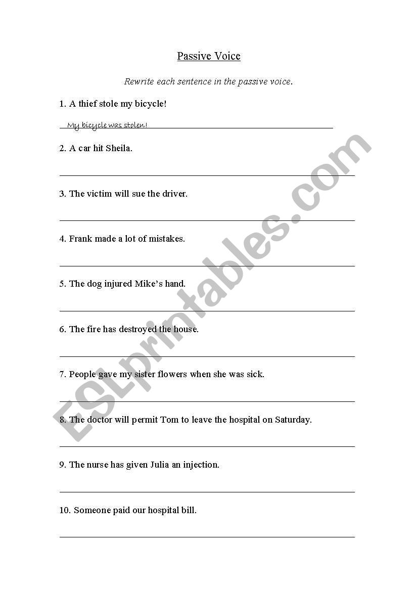 Active to Passive worksheet