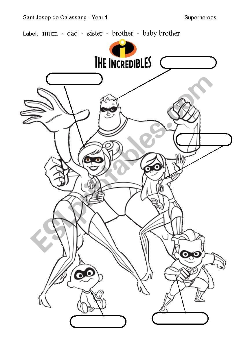 The incredibles worksheet