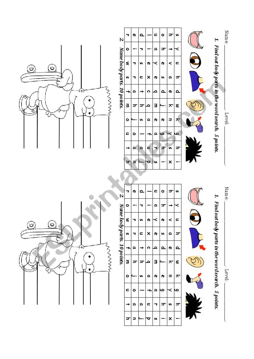 body parts worksheet