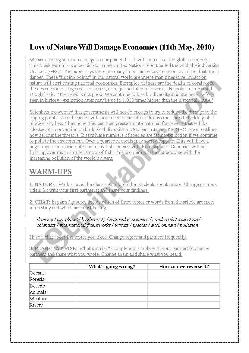 natural resources worksheet