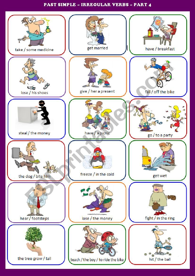 IRREGULAR VERBS  PAST SIMPLE  SPEAKING EXERCISES  PART 4 / 4 + PPT