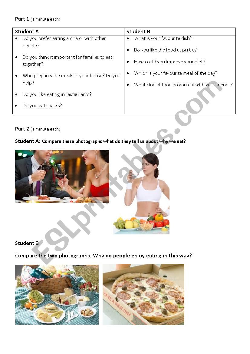 FCE Speaking Exam Practice:Food