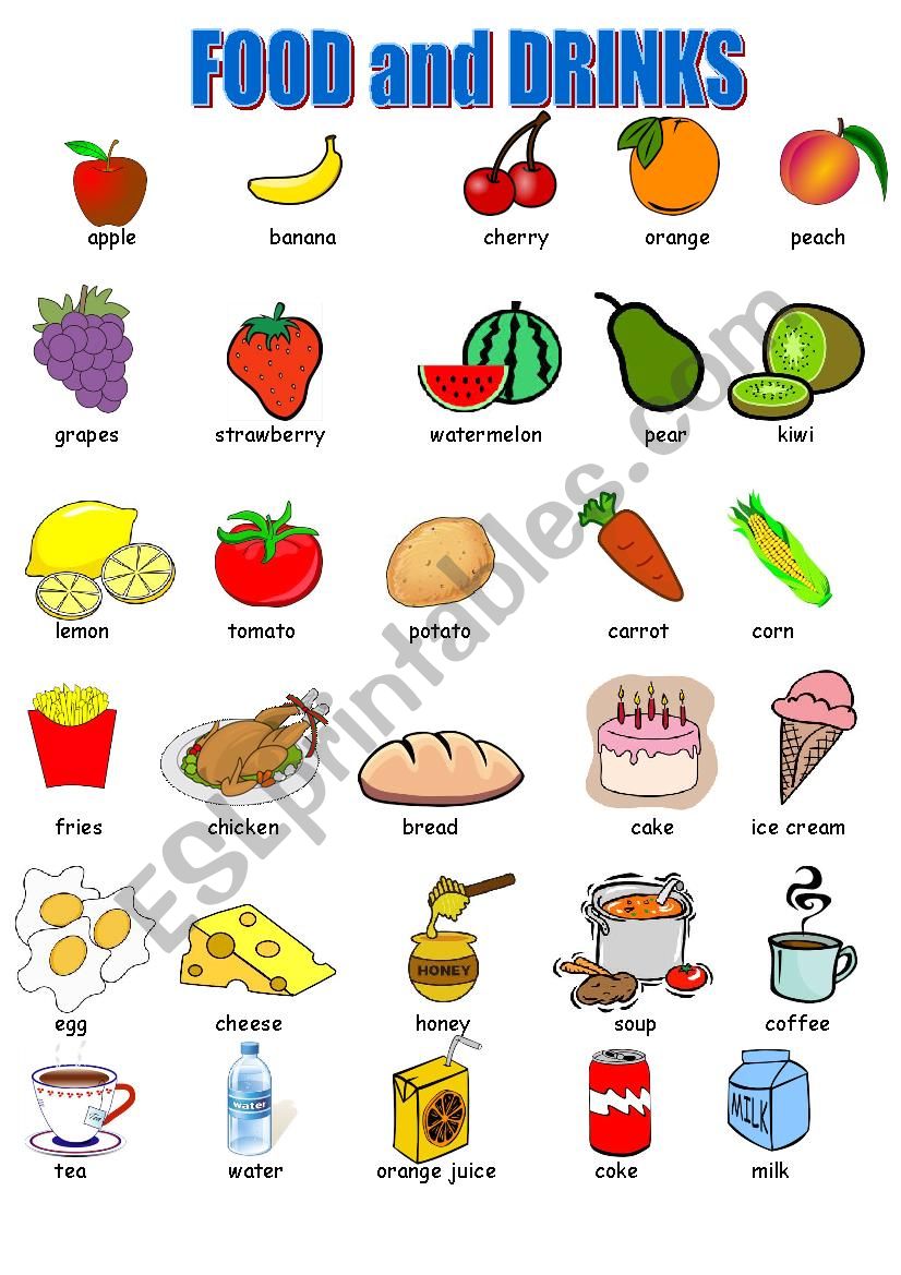 Food and Drinks worksheet