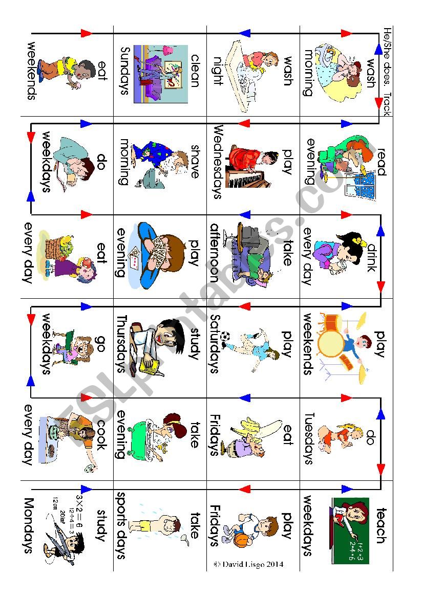 Simple Present Game Track and Backs for game cards with key.