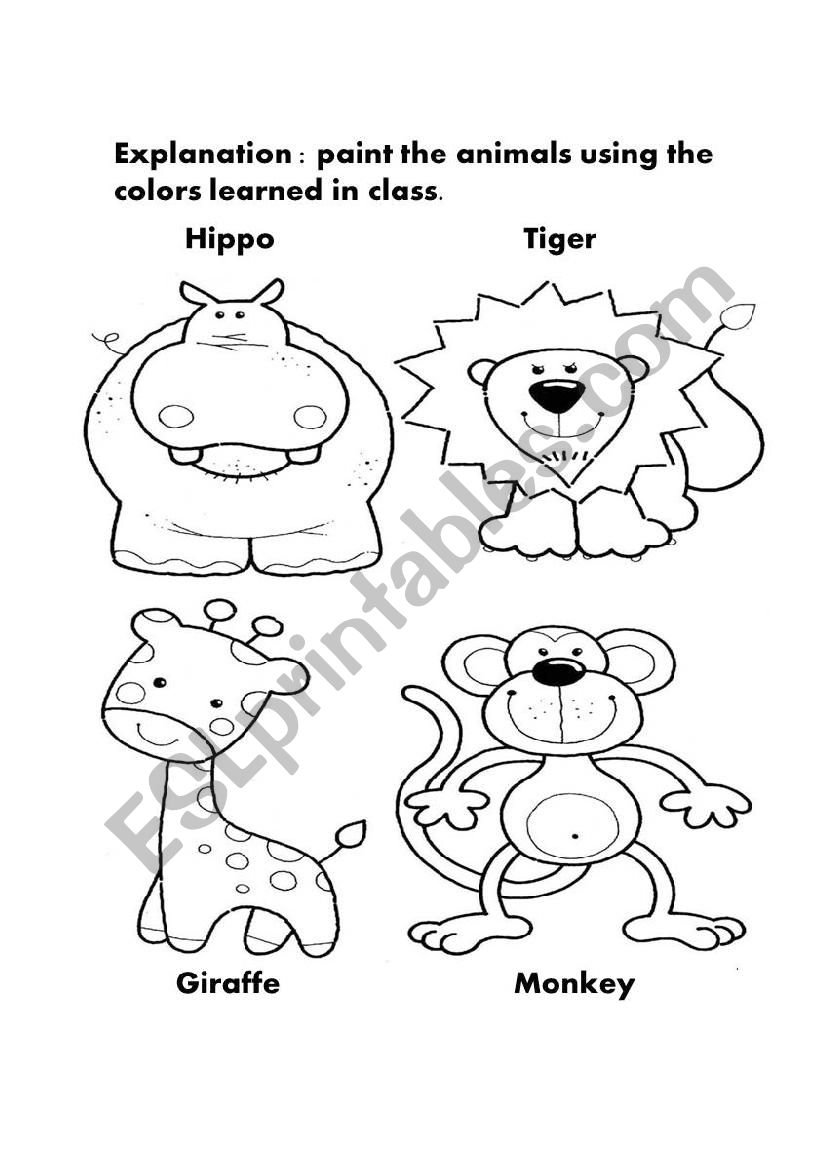 animals to color  worksheet