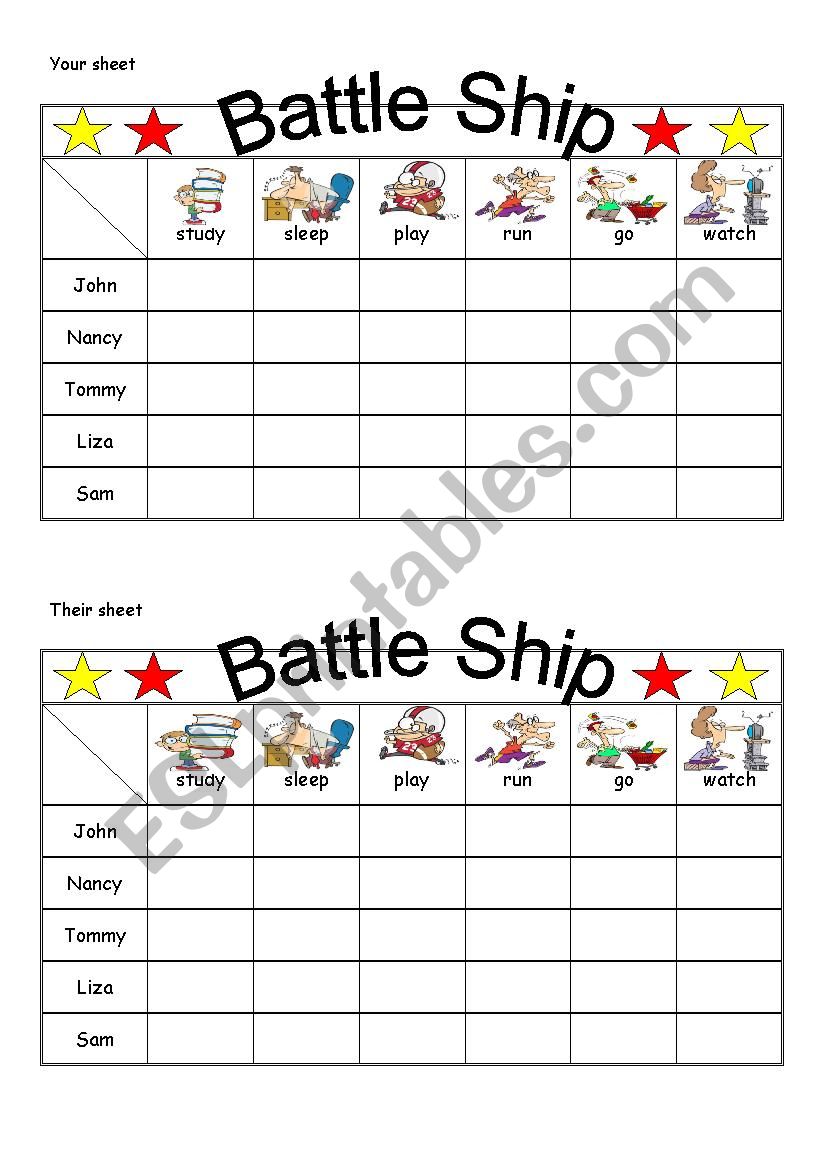 Battle ship worksheet