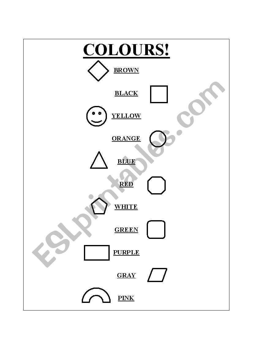 List of Colours for Colour Book creation