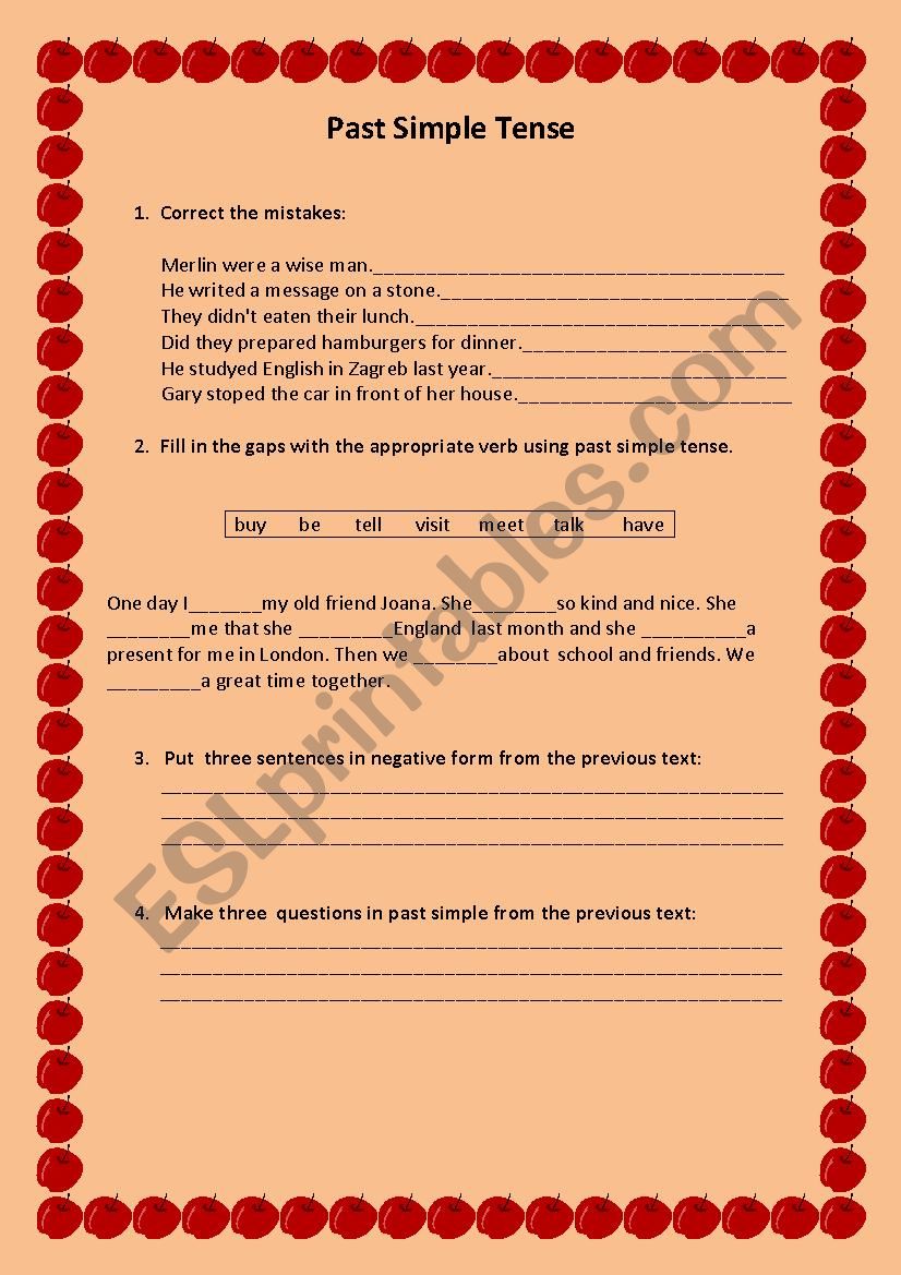 past simple worksheet