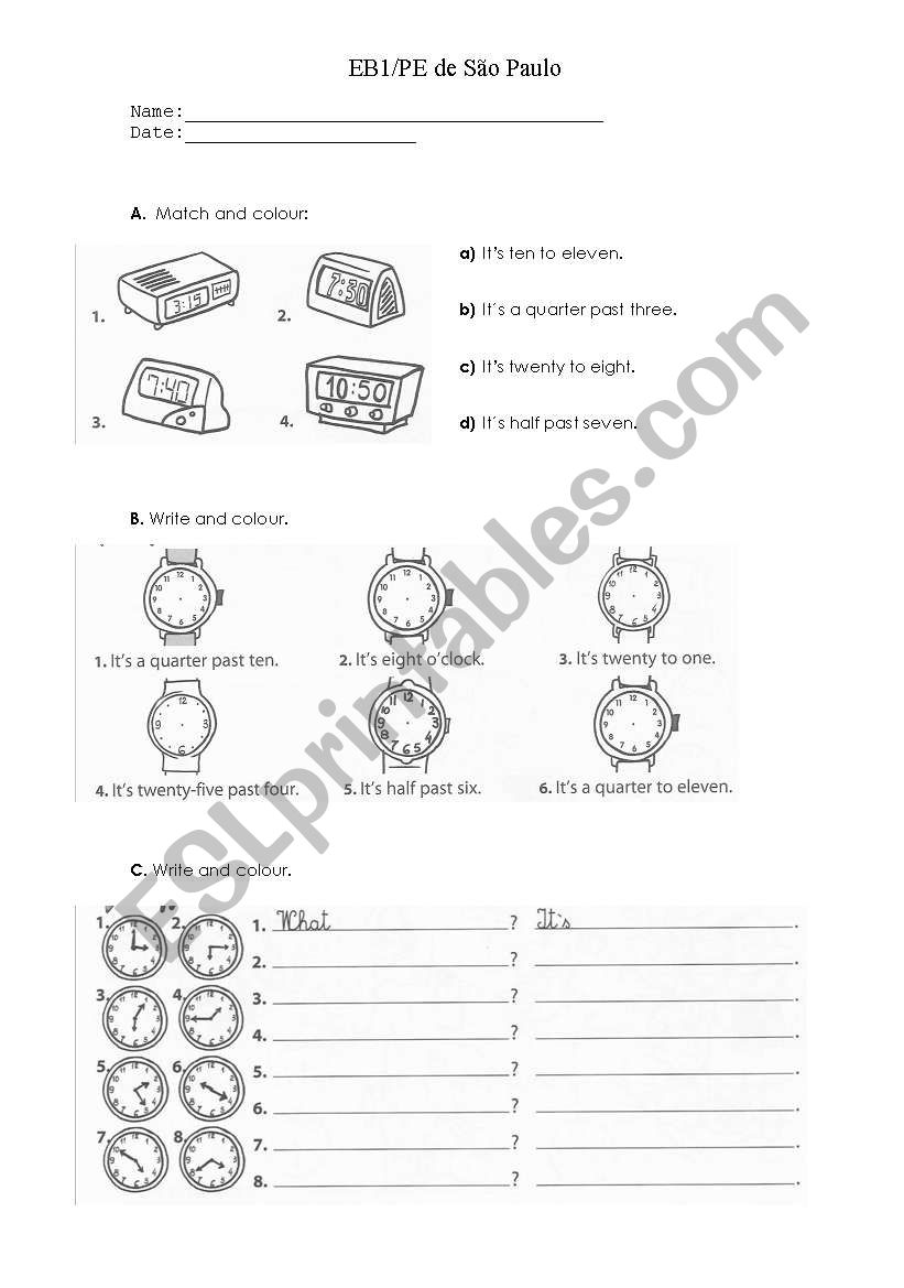 the time worksheet