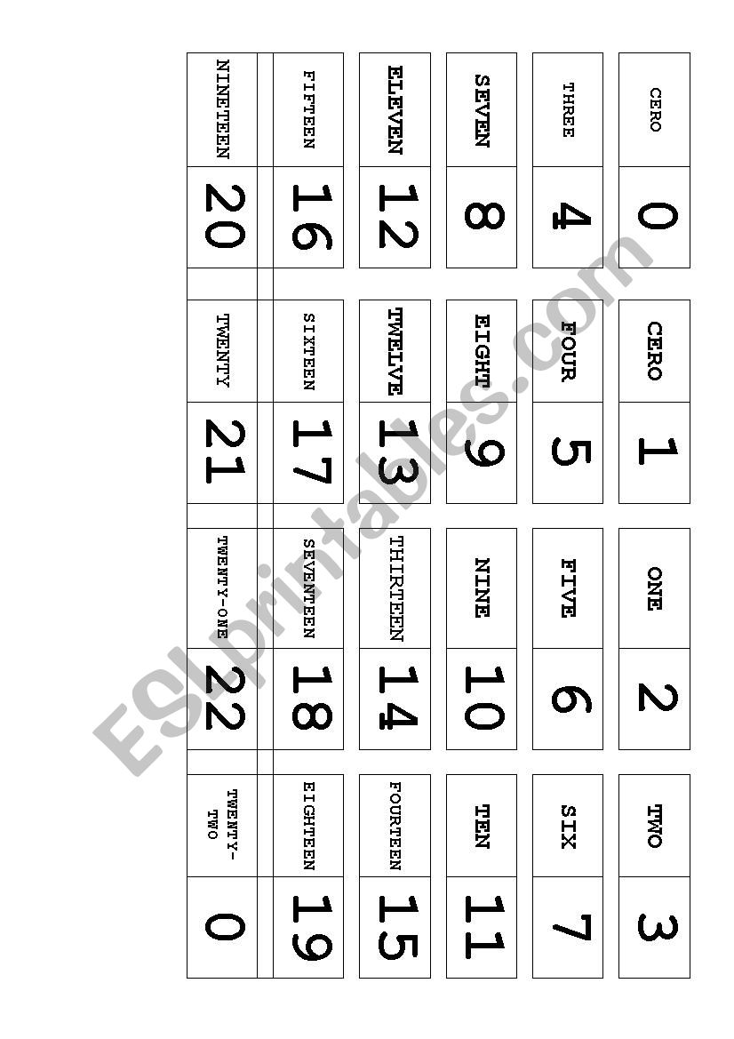 number domino worksheet