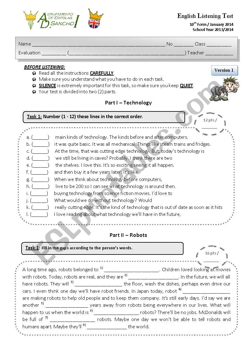 Listening Test about Robots & Technology