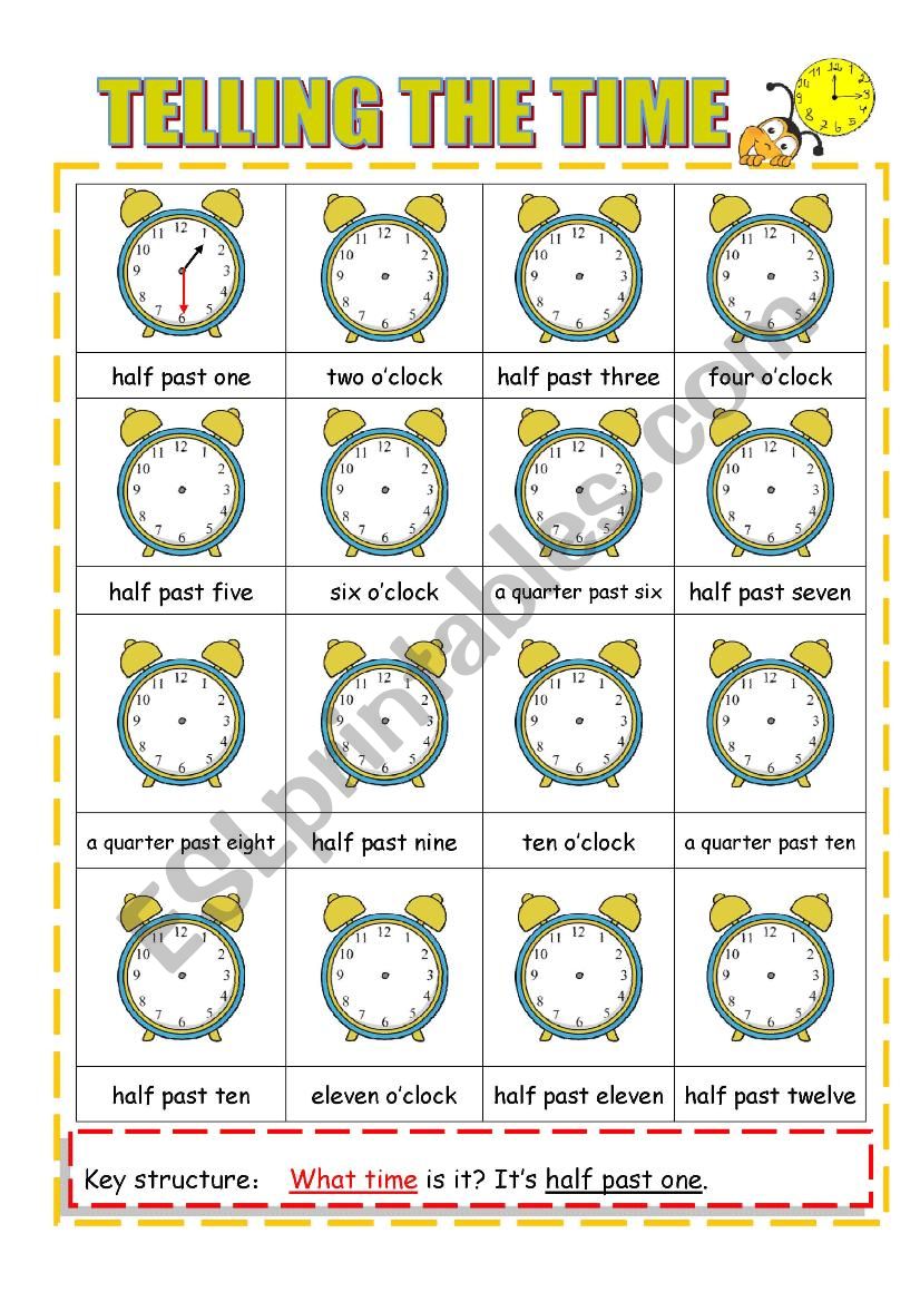 Telling the time  worksheet