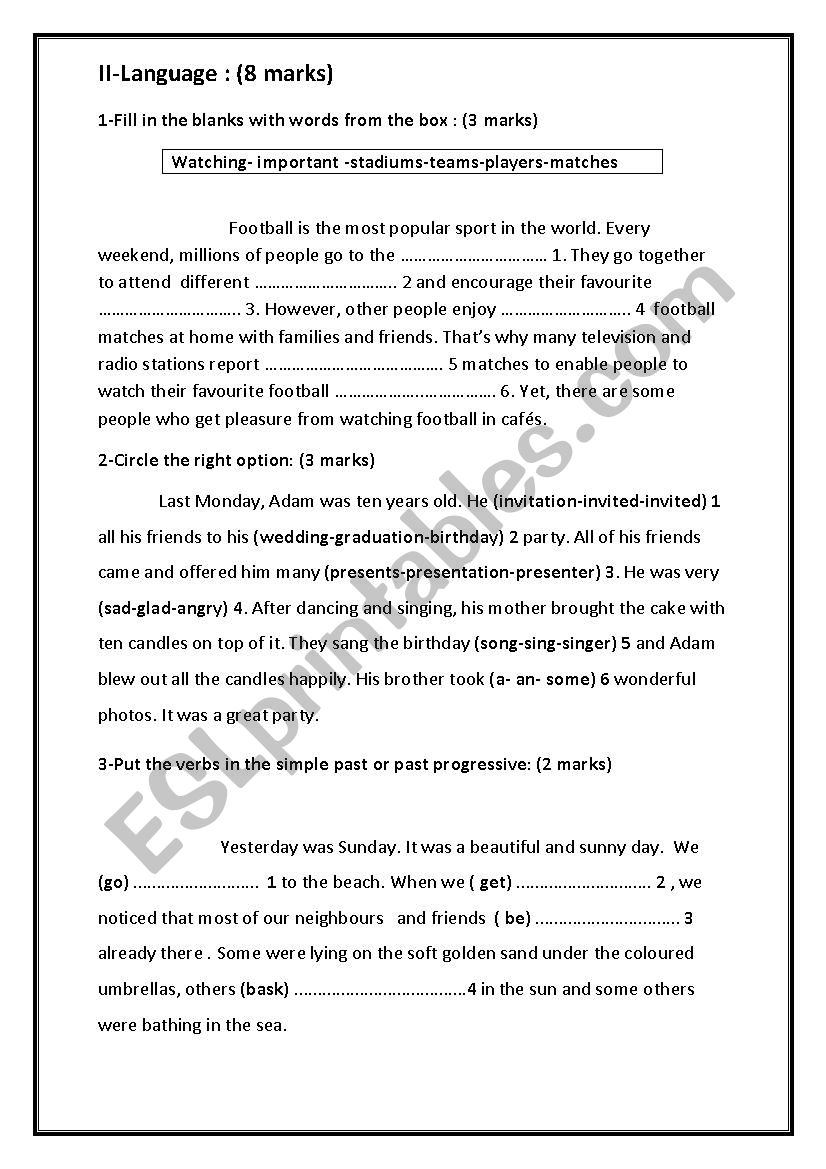 end of term test N2 worksheet