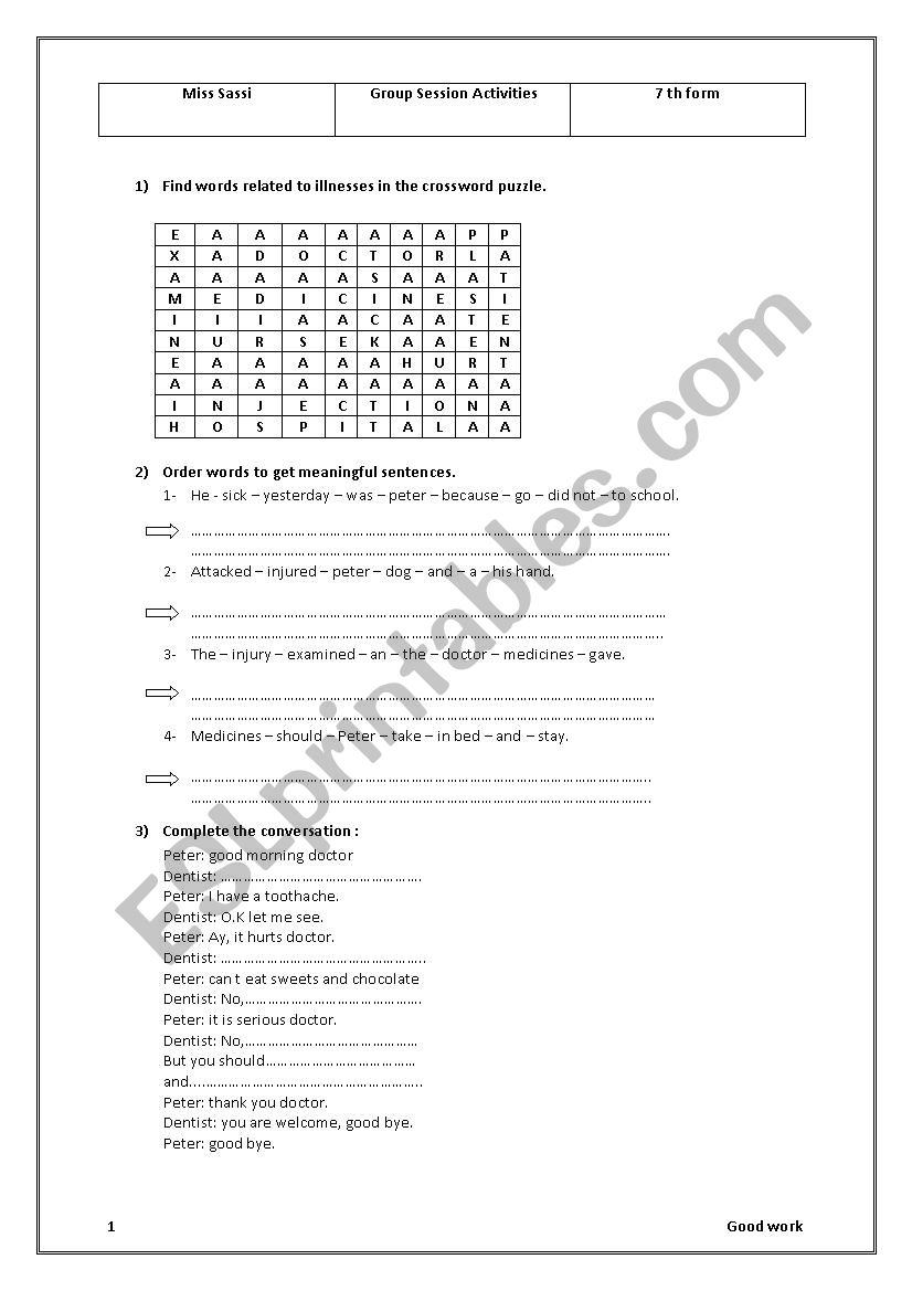 WhatÂ´s the matter worksheet