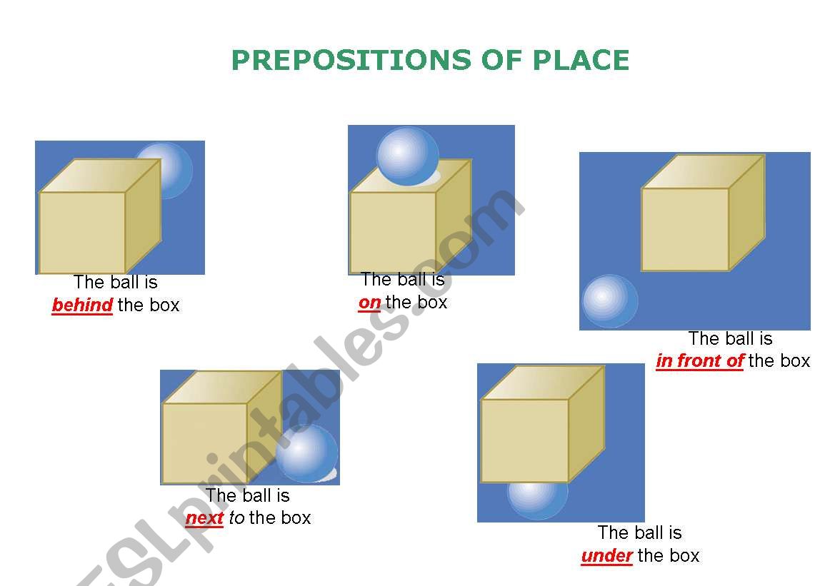 Prepositions of place worksheet