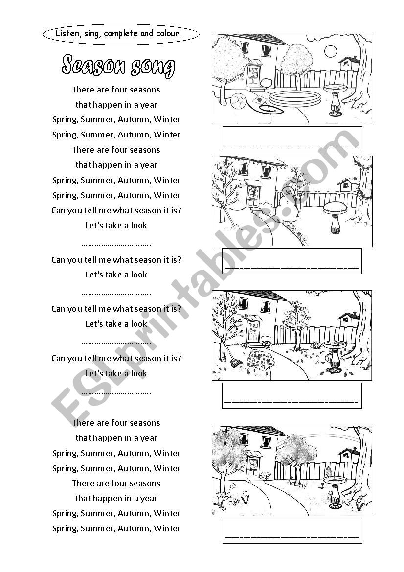 Season song worksheet