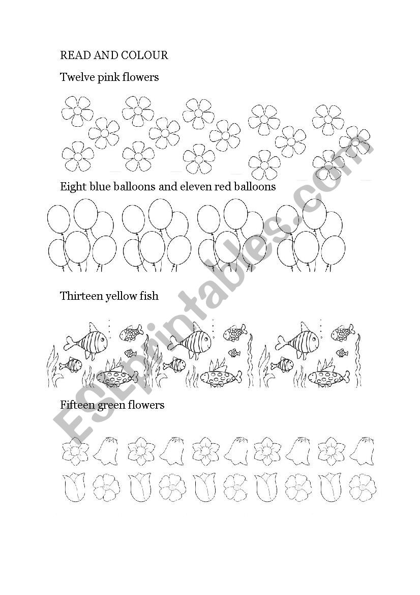 Numbers 1 to 20 worksheet