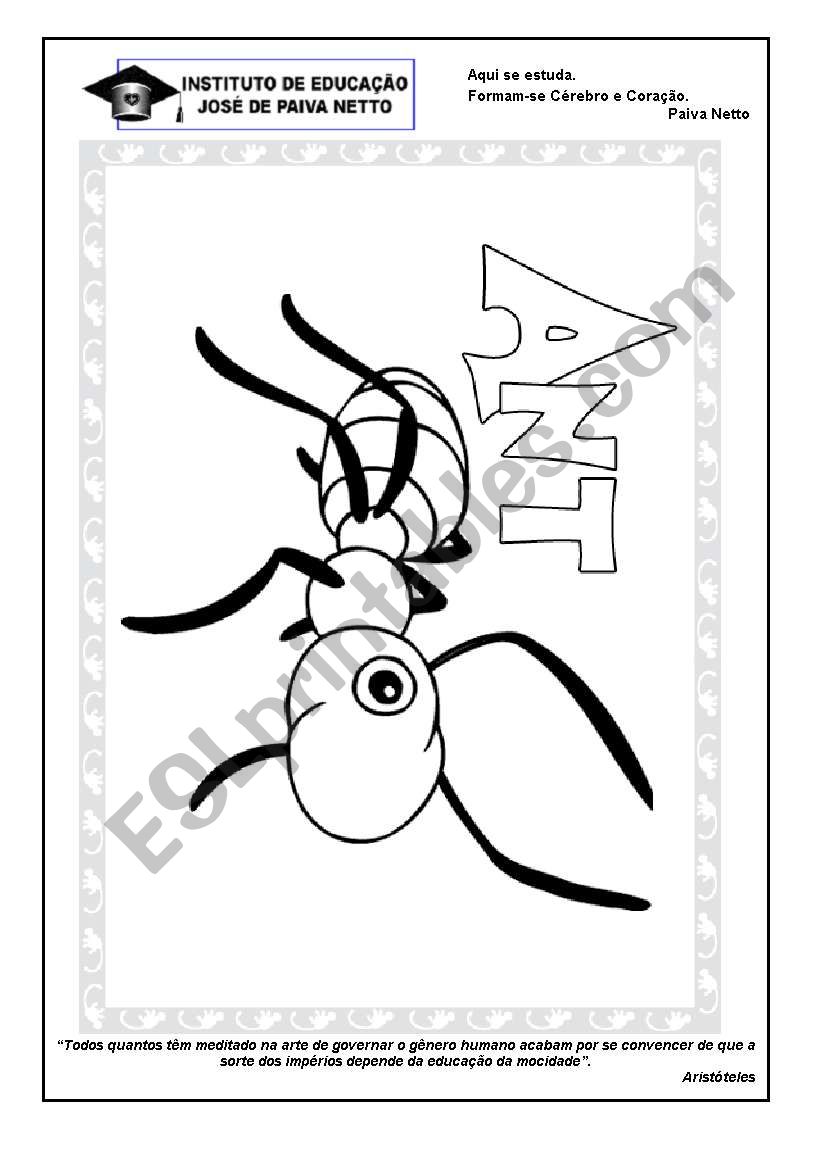 Letter A - Ant worksheet