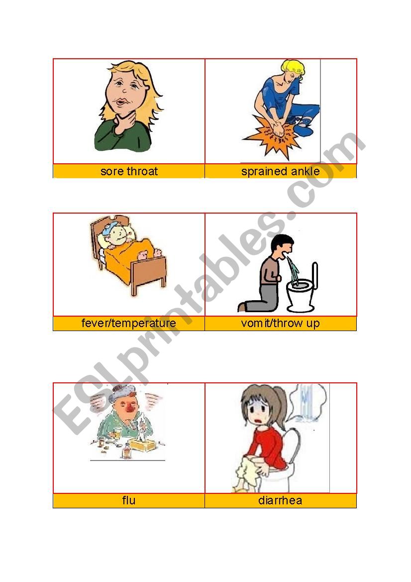 Diseases and symptoms set 2 worksheet