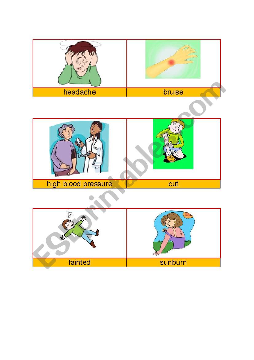 Diseases and symptoms set 3 worksheet