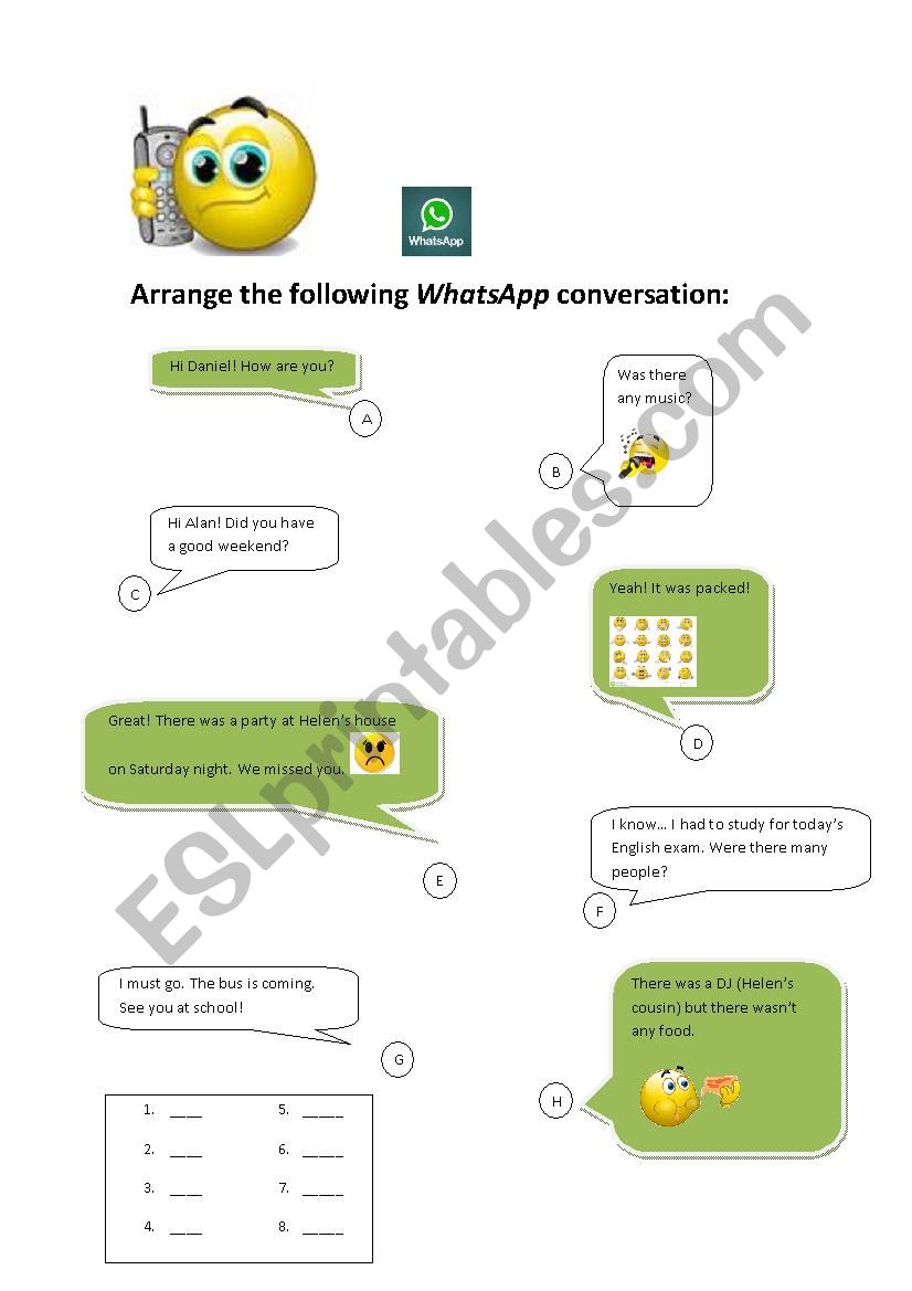 WhatsApp Conversation worksheet