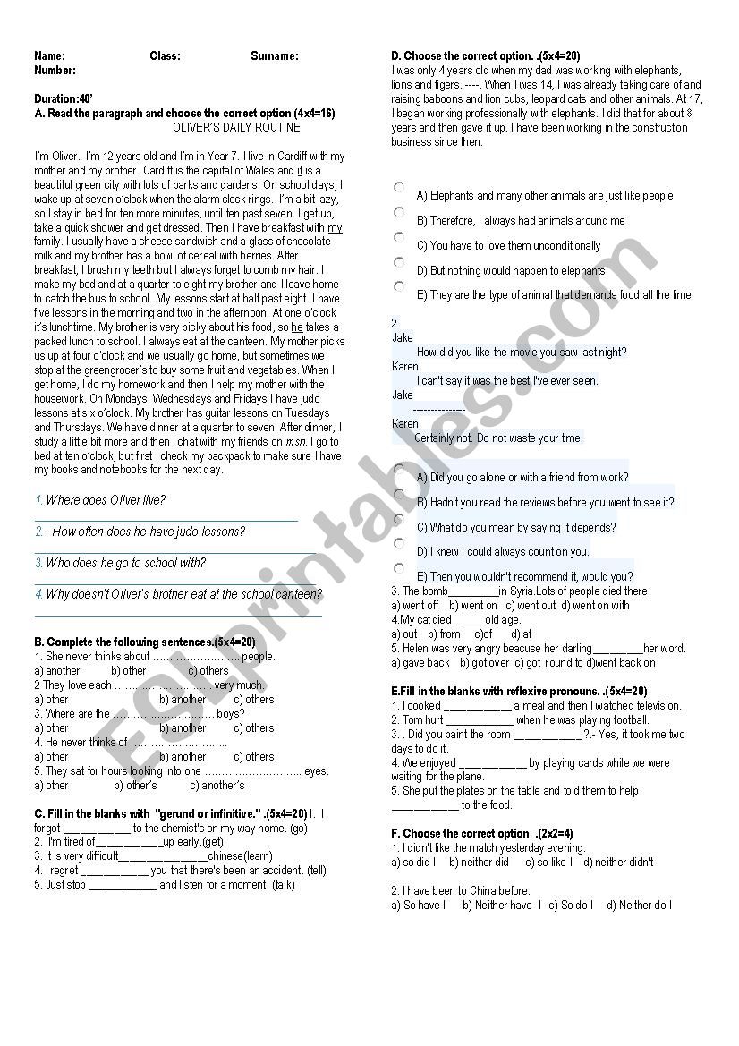 quiz worksheet