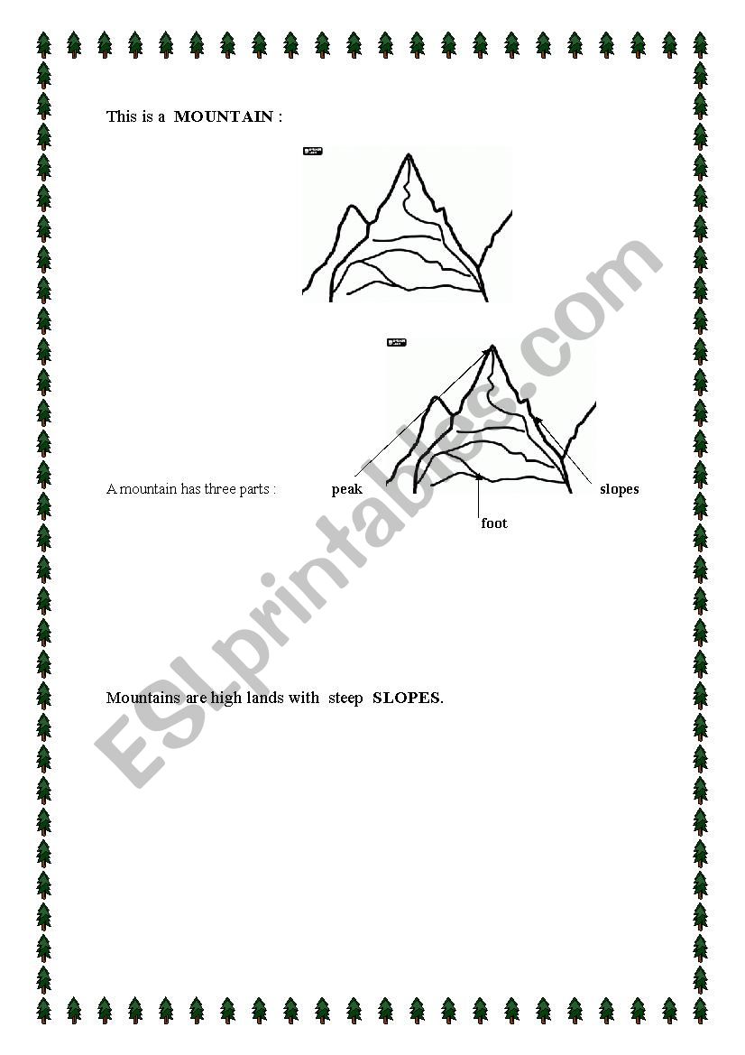 Mountain Landscapes worksheet