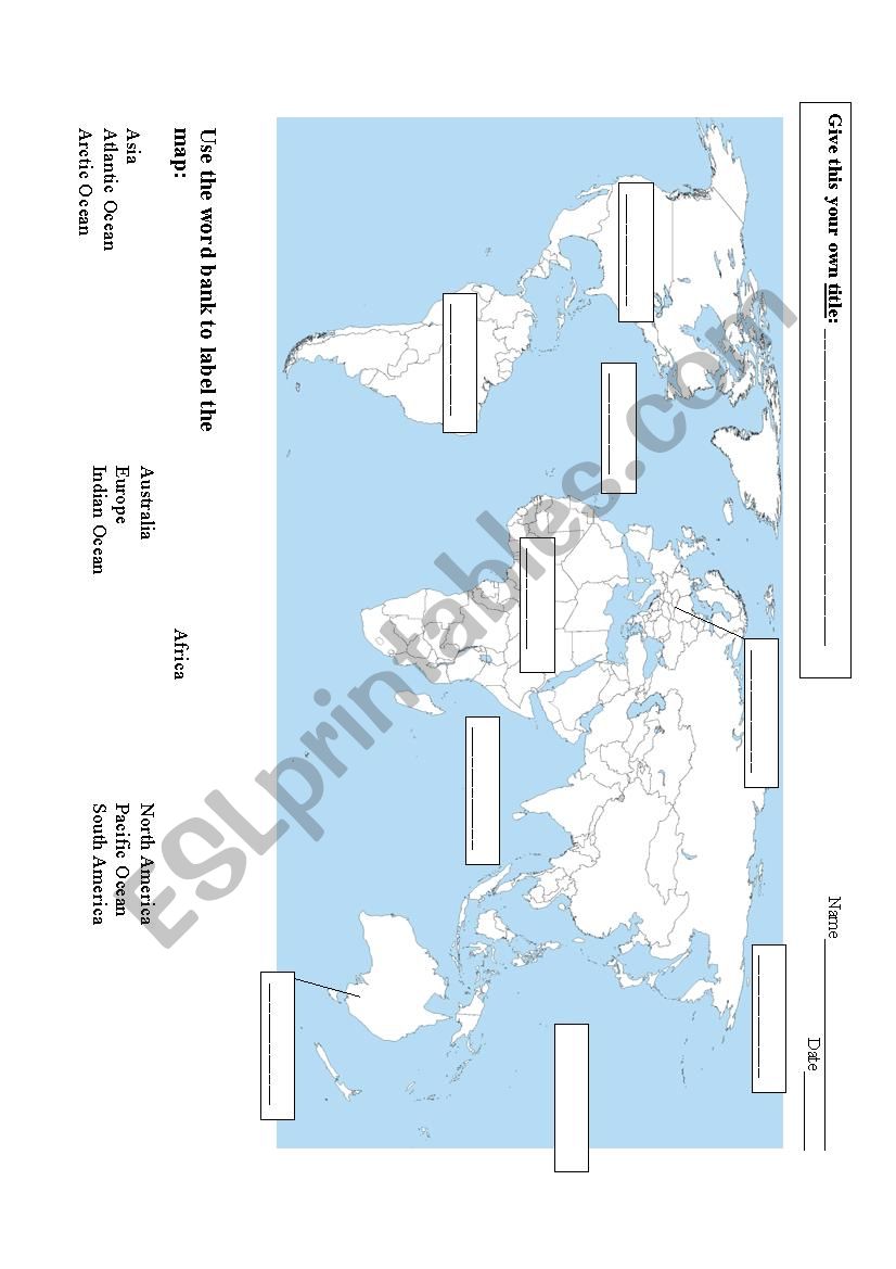 Label the World Map Assessment