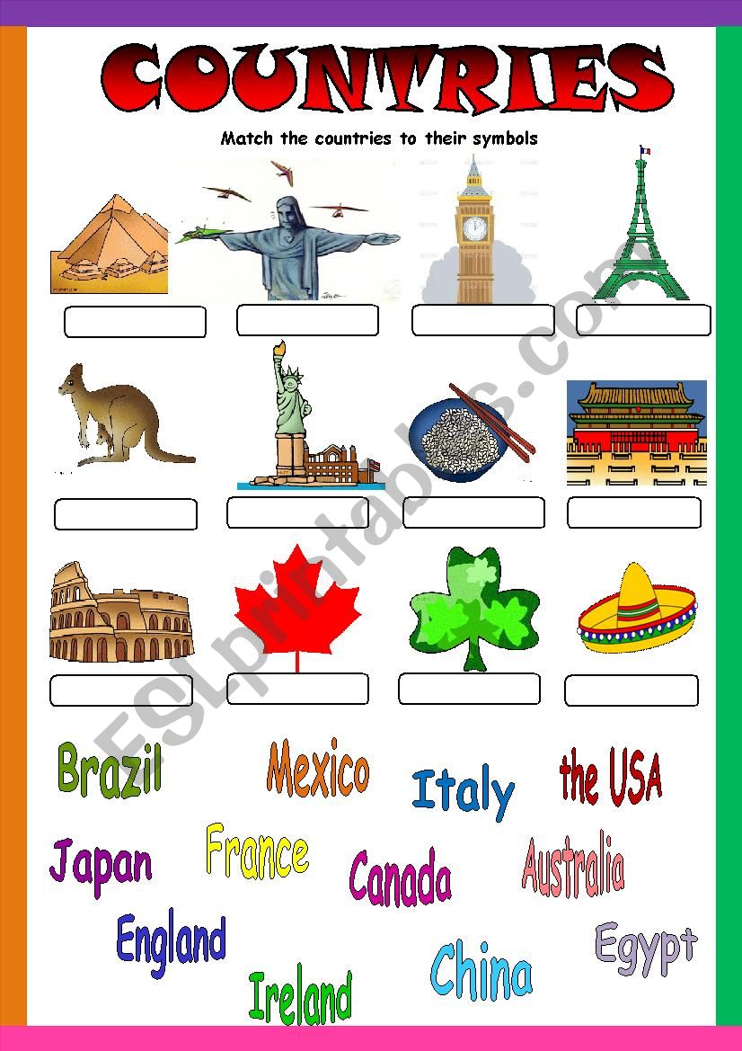 Countries  worksheet