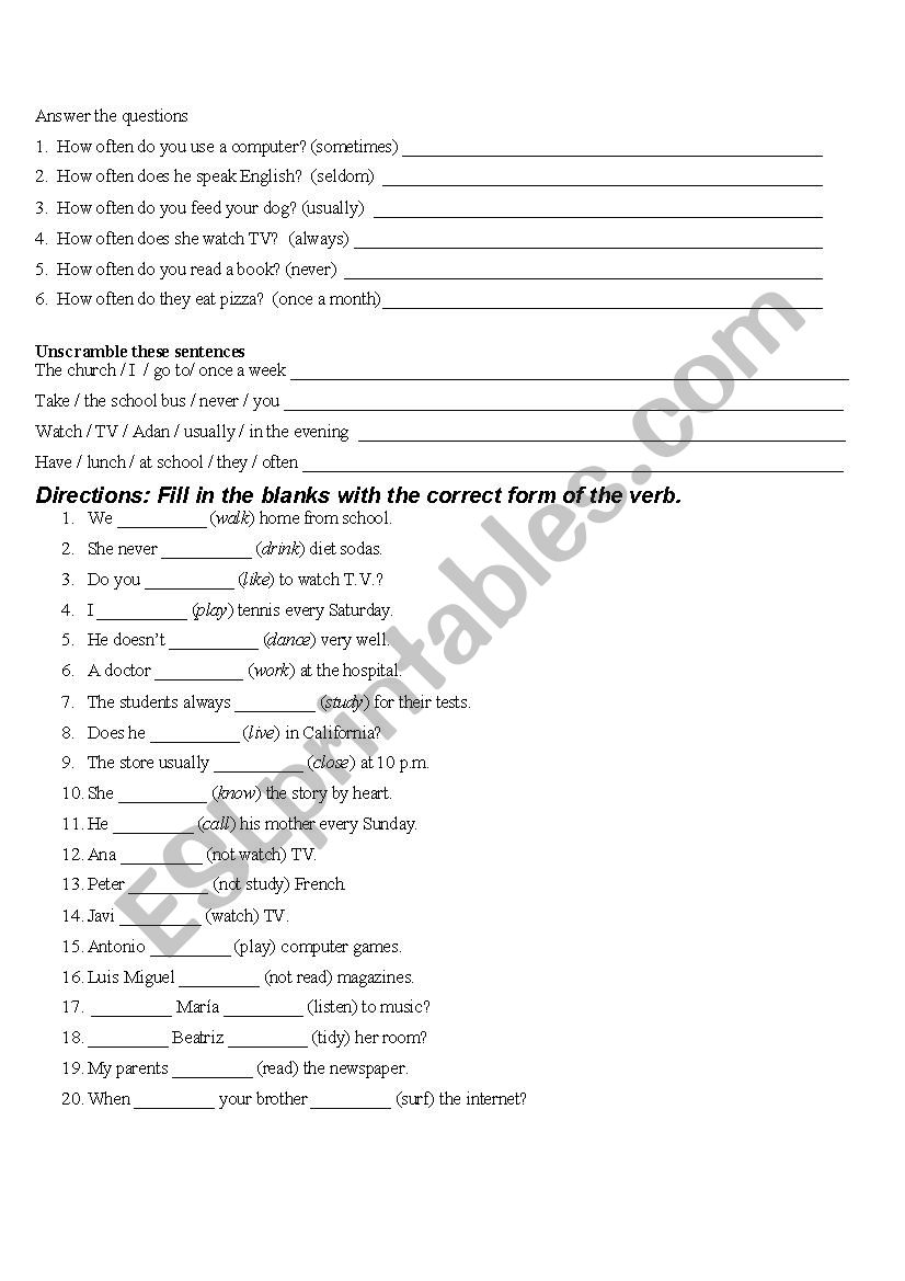 Present Simple worksheet