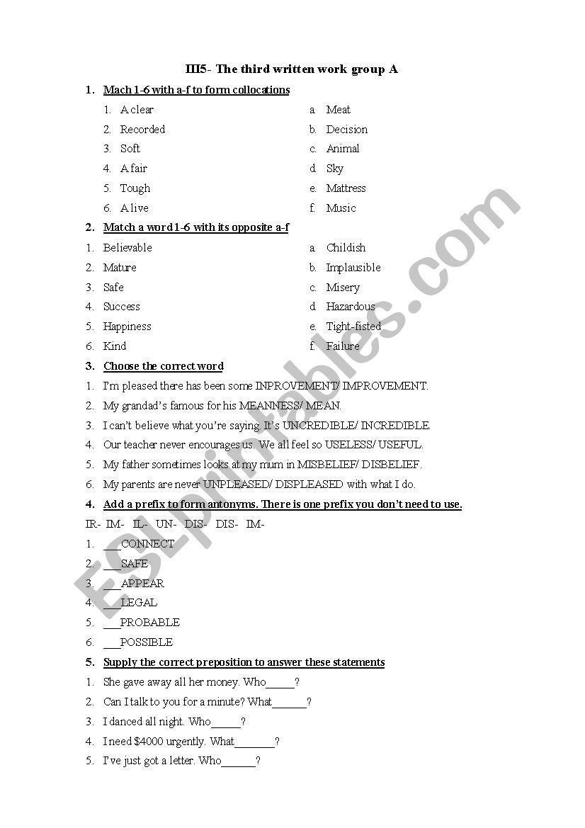 Headway upper intermediate Unit 4 Test 2