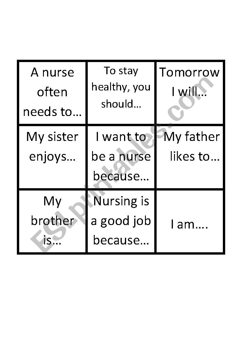 ESL Tic Tac Toe for Nursing Students