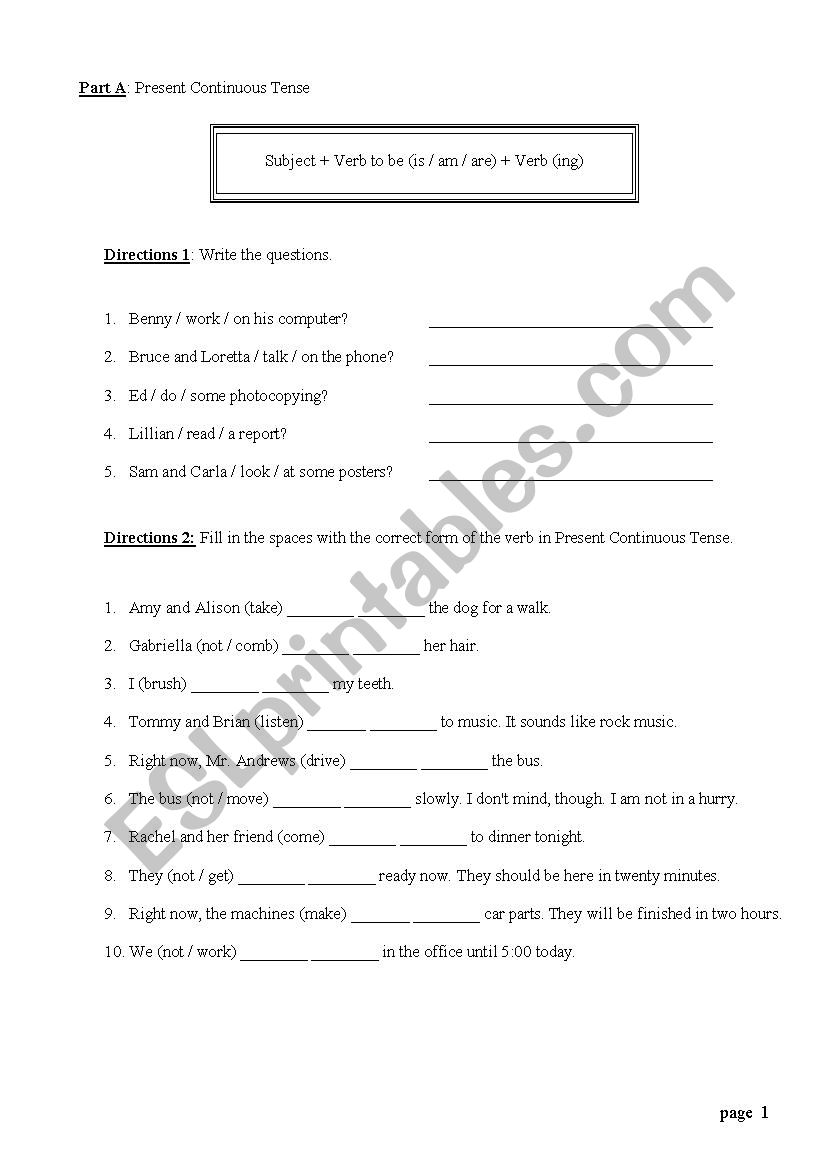present continuous tense and present perfect tense