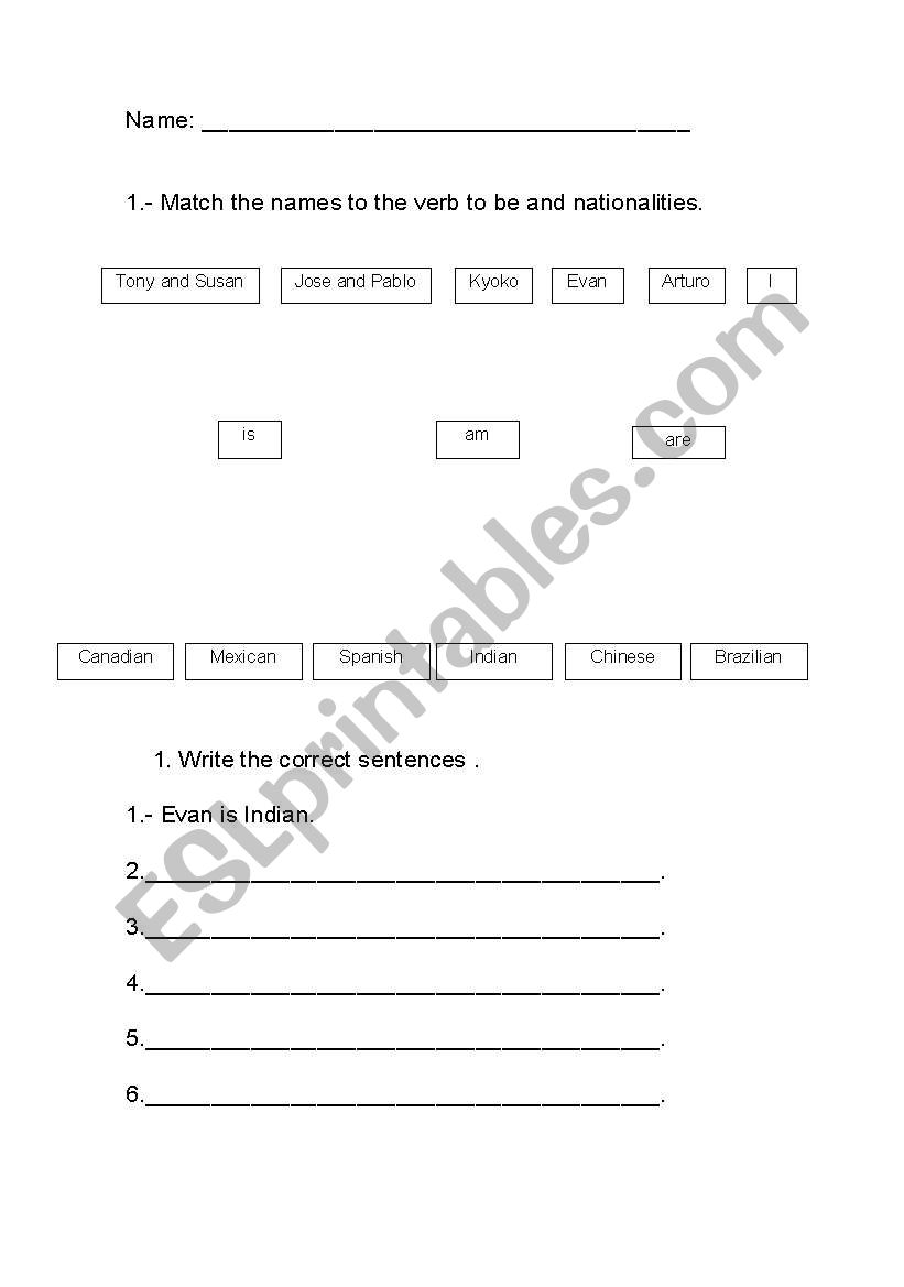 Nationalities worksheet