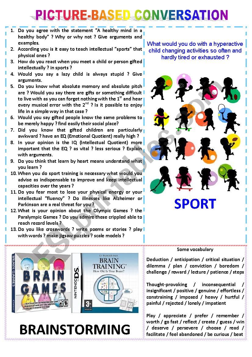 Picture-based conversation : topic 20 - sport vs brainstorming