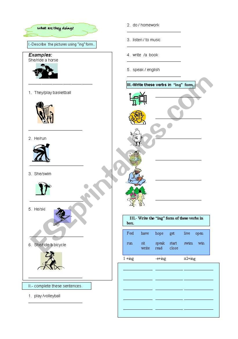 Present continuous worksheet