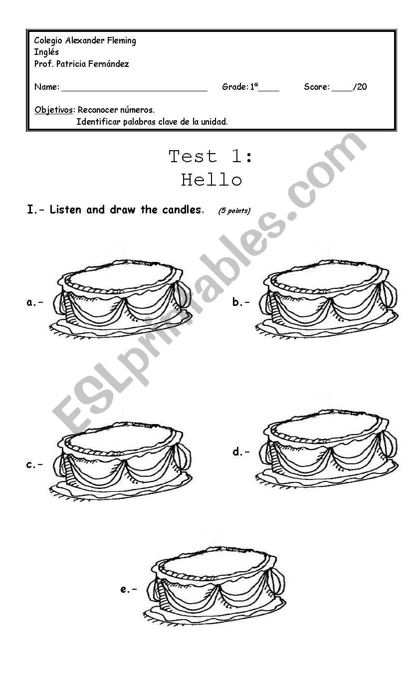 Test 1: Hello! worksheet