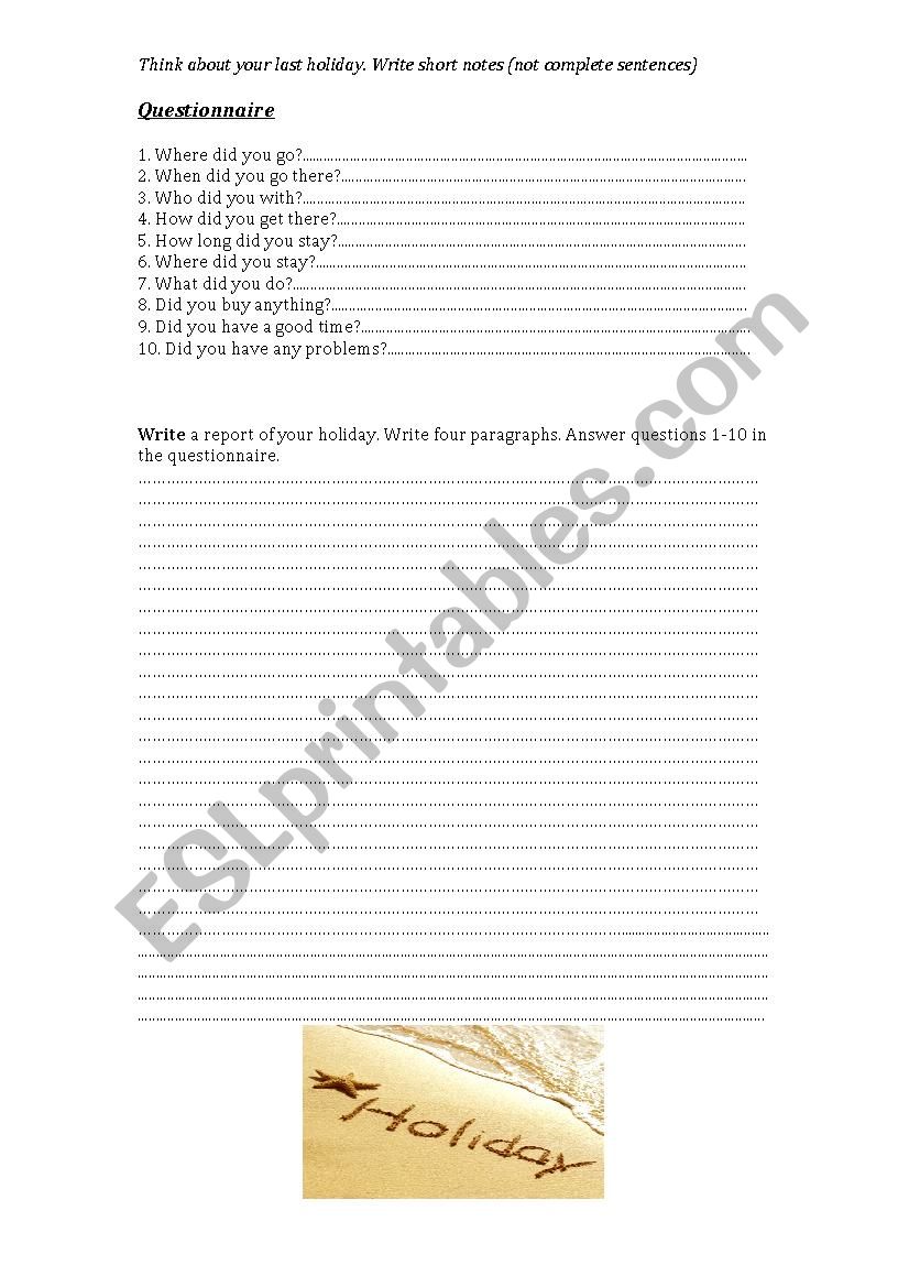 Postcard worksheet