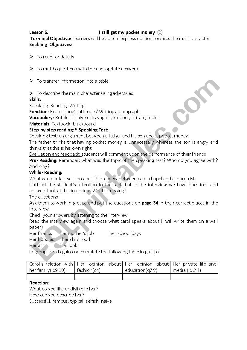 teenagers and money 1 and 2 worksheet