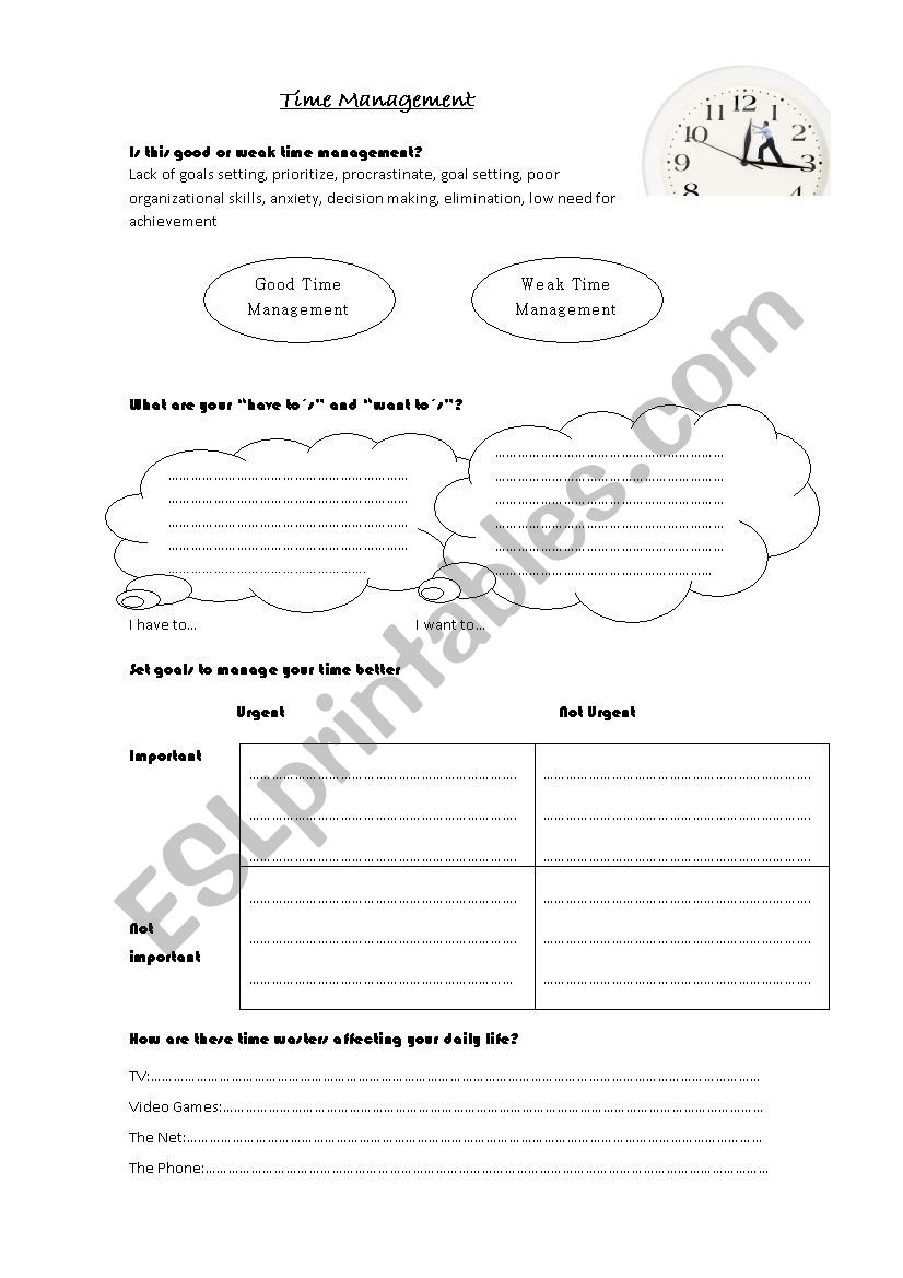 Time Management worksheet