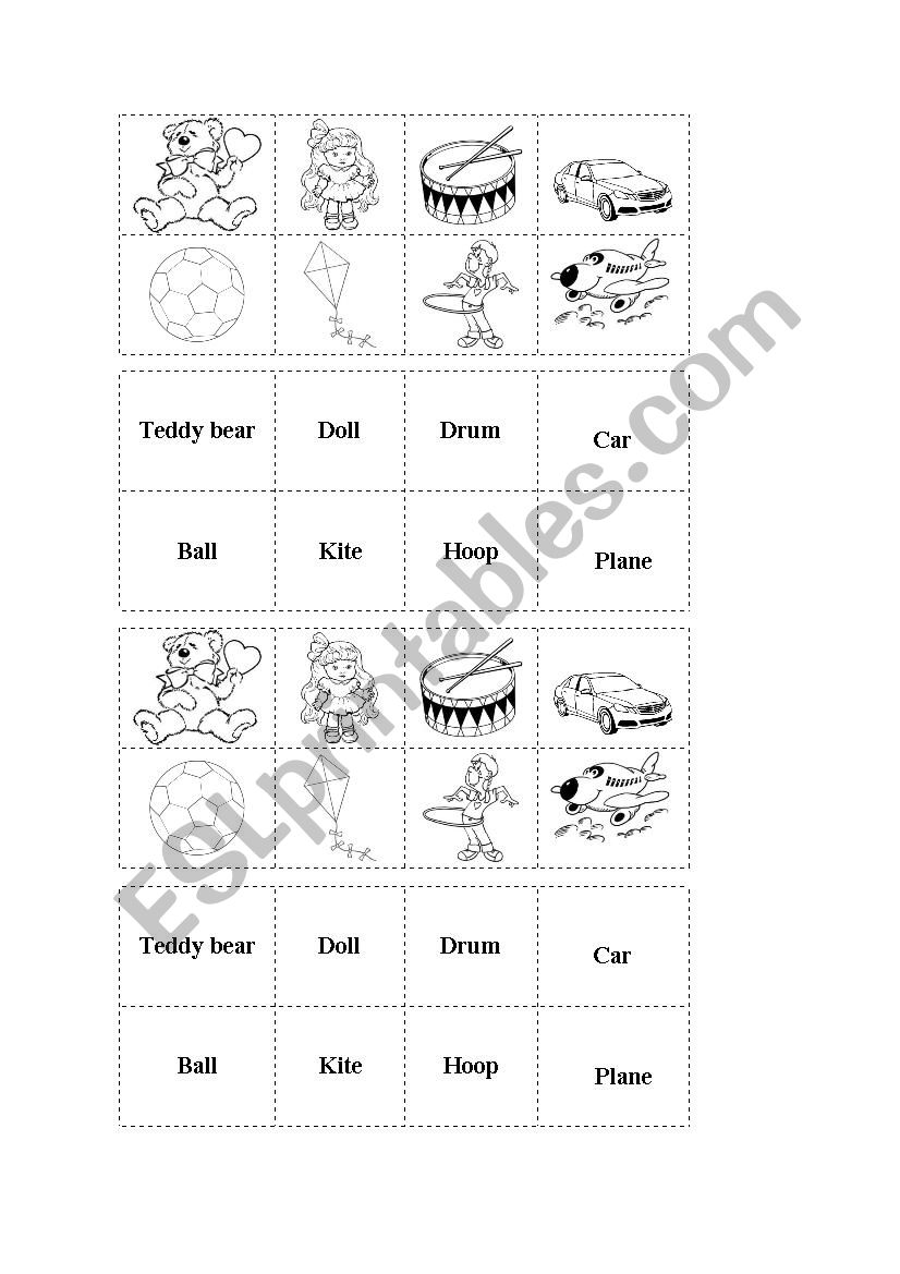 Toys - memory game worksheet