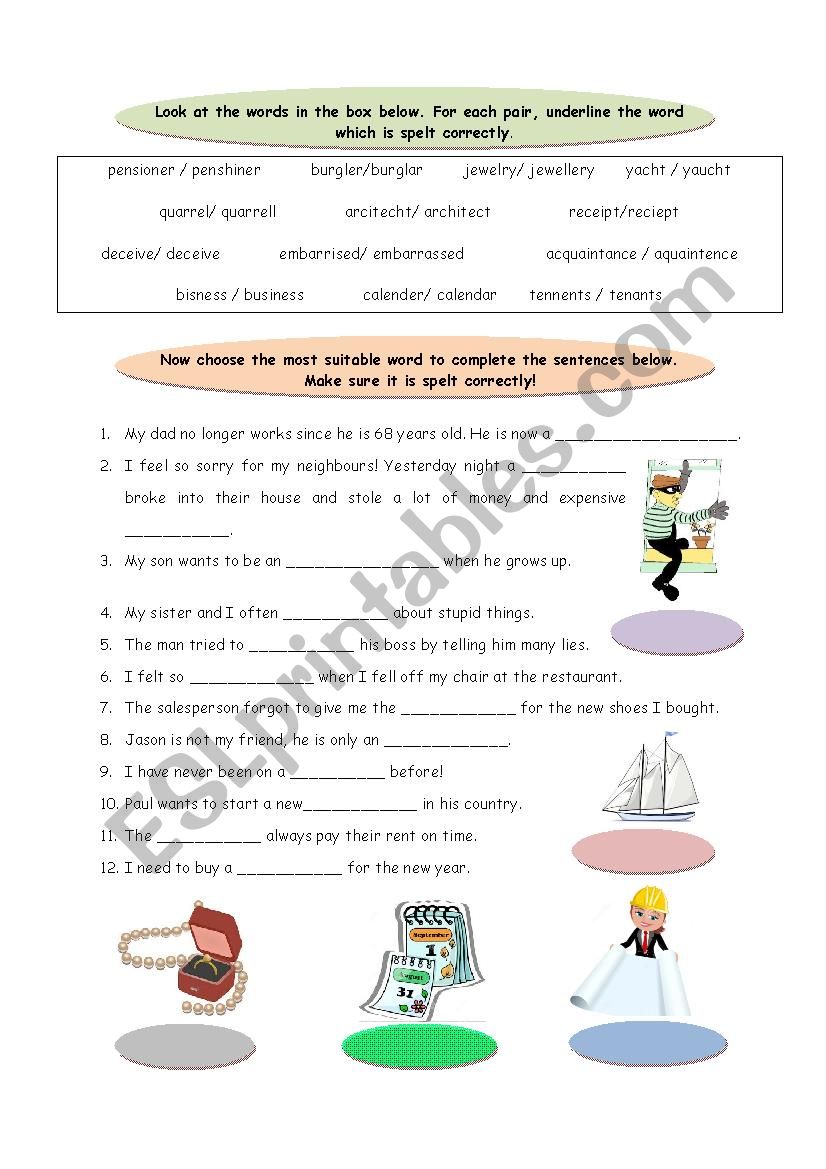 Spelling worksheet worksheet