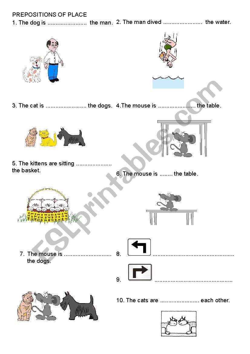 PREPOSITIONS OF PLACE worksheet