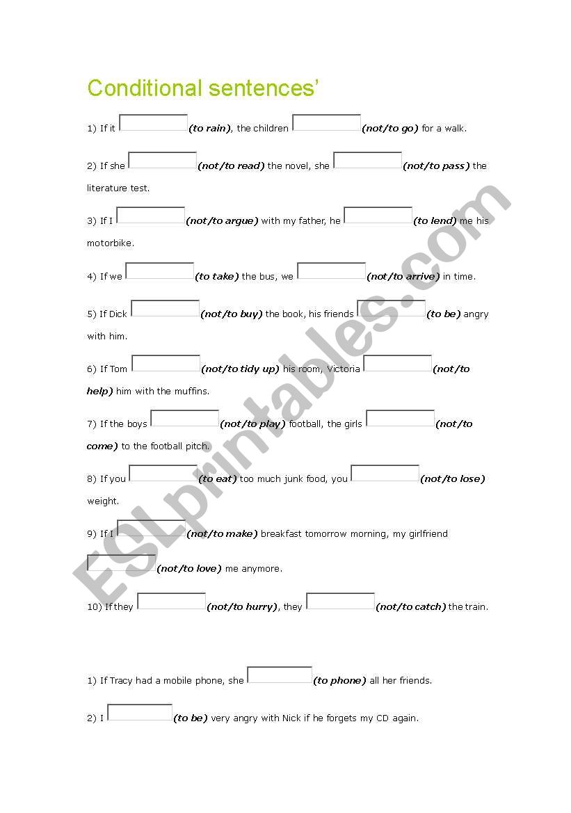 conditional worksheet