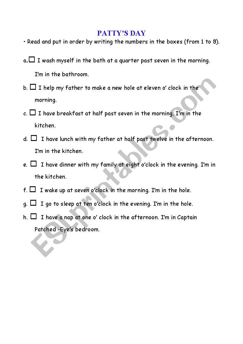 daily routine worksheet